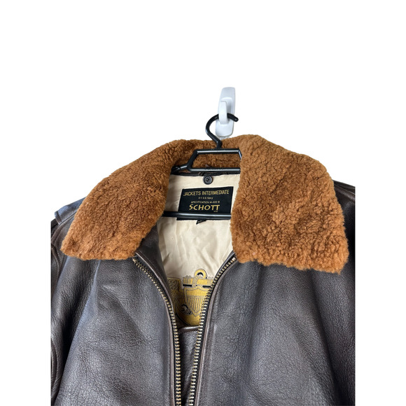 Schott Wings of Gold Brown Leather Bomber Naval Flight Aviation Jacket Men's L - Picture 3 of 16